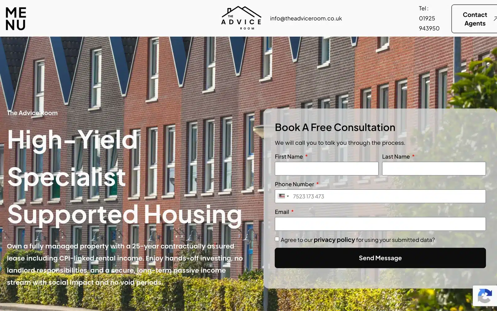 The Advice Room landing page
