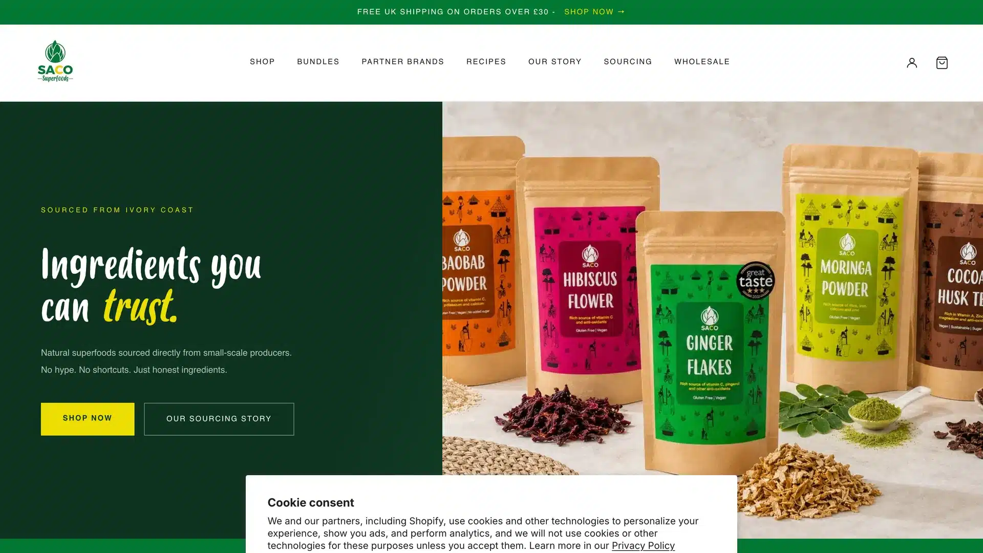SACO Superfoods website