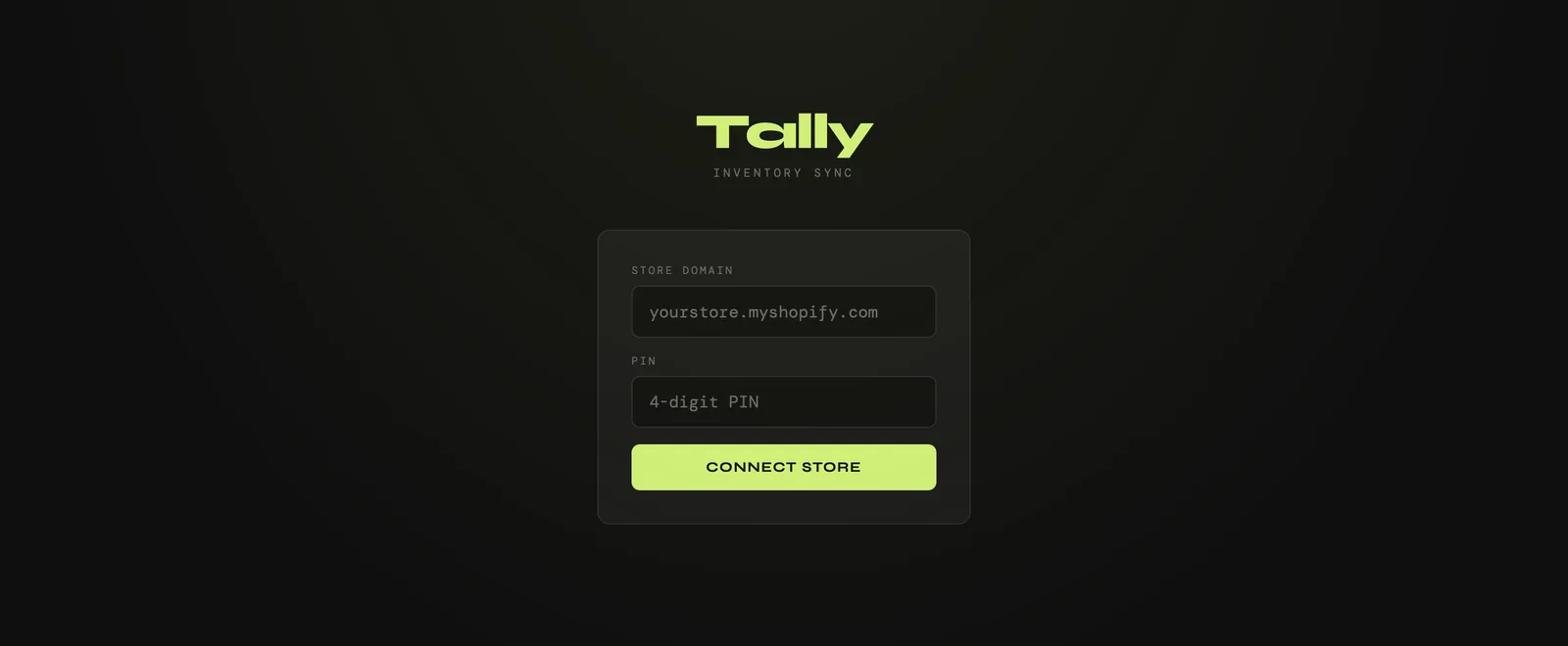Tally: Connect a store